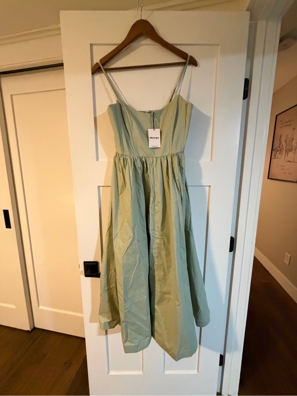 Showpo Sage Green Spaghetti Strap Midi Dress